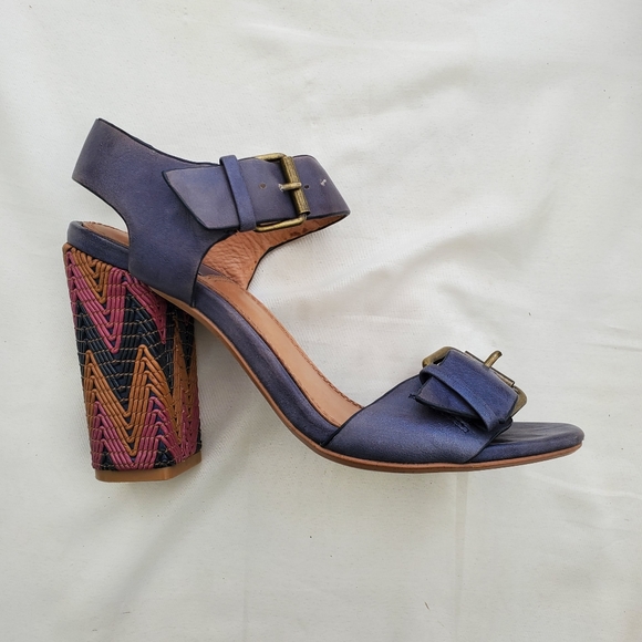 Vintage Ella Moss block heels leather sandals - Picture 3 of 10